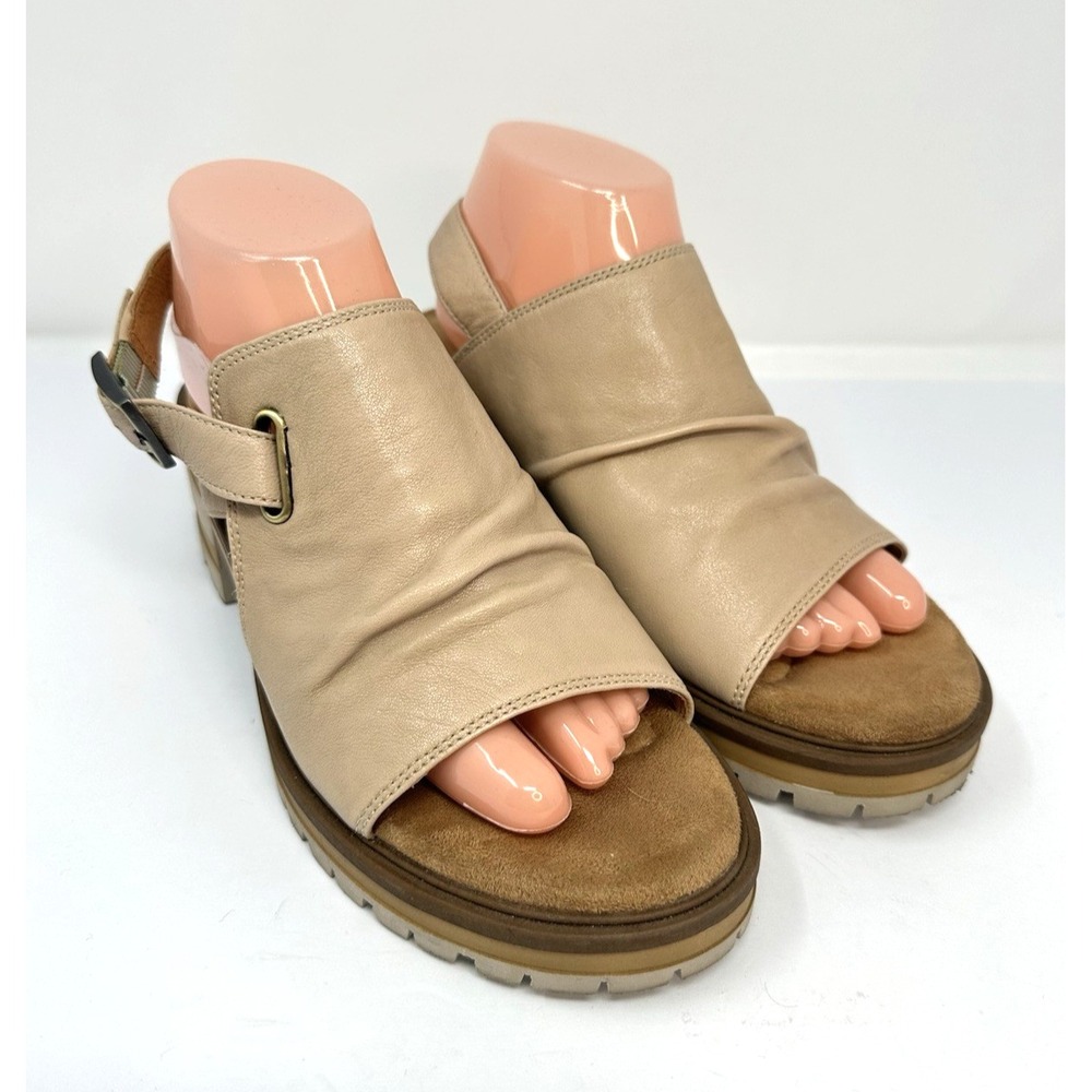 Salvia Hope Sand Leather Slingback Platform Sandals Womens Size 41 US 10 Comfort